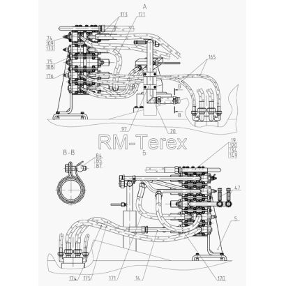Трубопроводы на поворотной платформе (с гидравликой "Bosch-Rexroth") 318-30-80.01.000