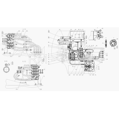 214-30-80.01.000 Трубопроводы на поворотной платформе (с гидравликой Bosch-Rexroth)